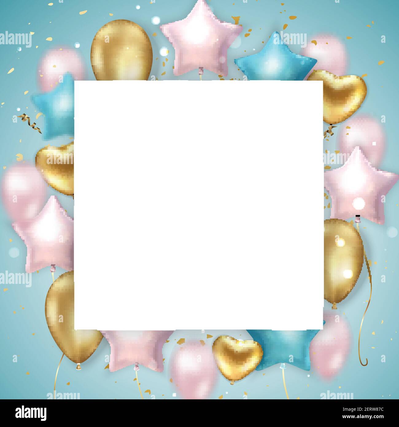 Décor festif avec ballons à l'hélium. Fêtez un anniversaire, une affiche, une bannière. Éléments décoratifs réalistes. Illustration de Vecteur