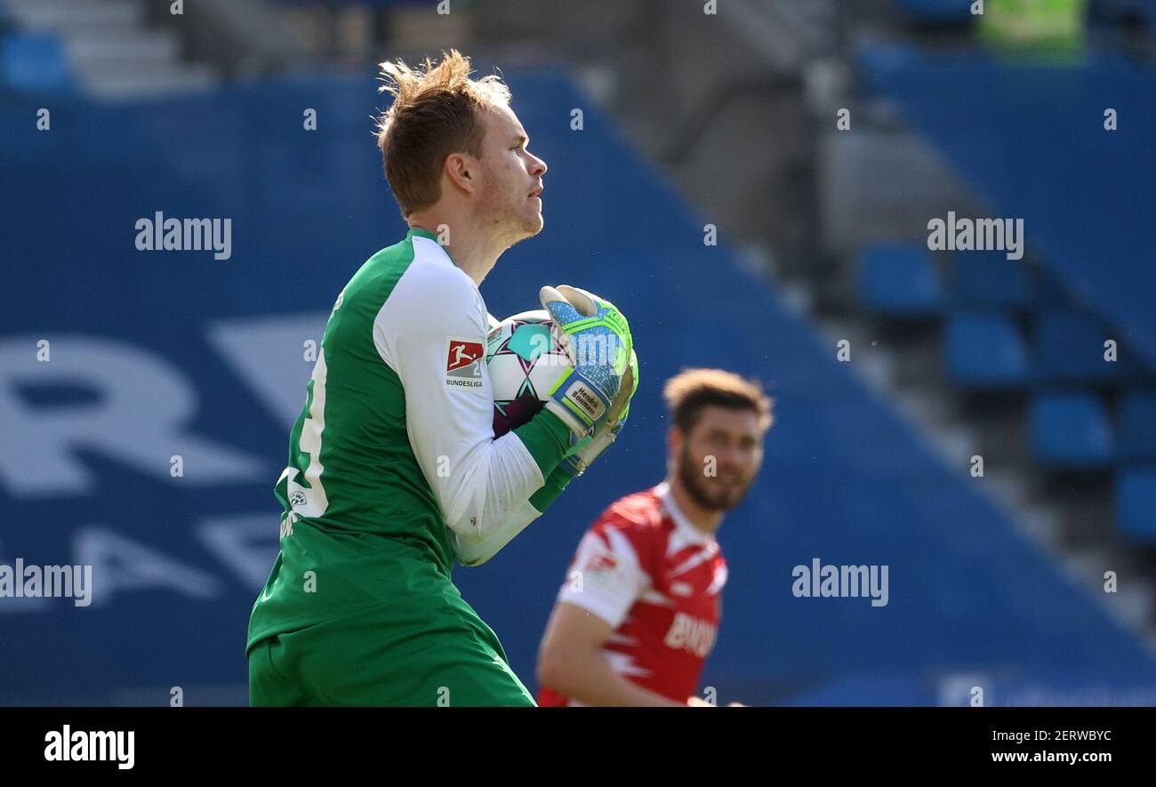 Bochum, Allemagne. 27 février 2021. Firo: 27.02.2021 Fuvuball: Soccer: 2e saison Bundesliga 2020/21 VfL Bochum - Wvºrzburg, Wvºrzburger Kickers, Wuerzburg 3: 0 Hendrik Bonmann, goalwart | usage dans le monde crédit: dpa/Alay Live News Banque D'Images