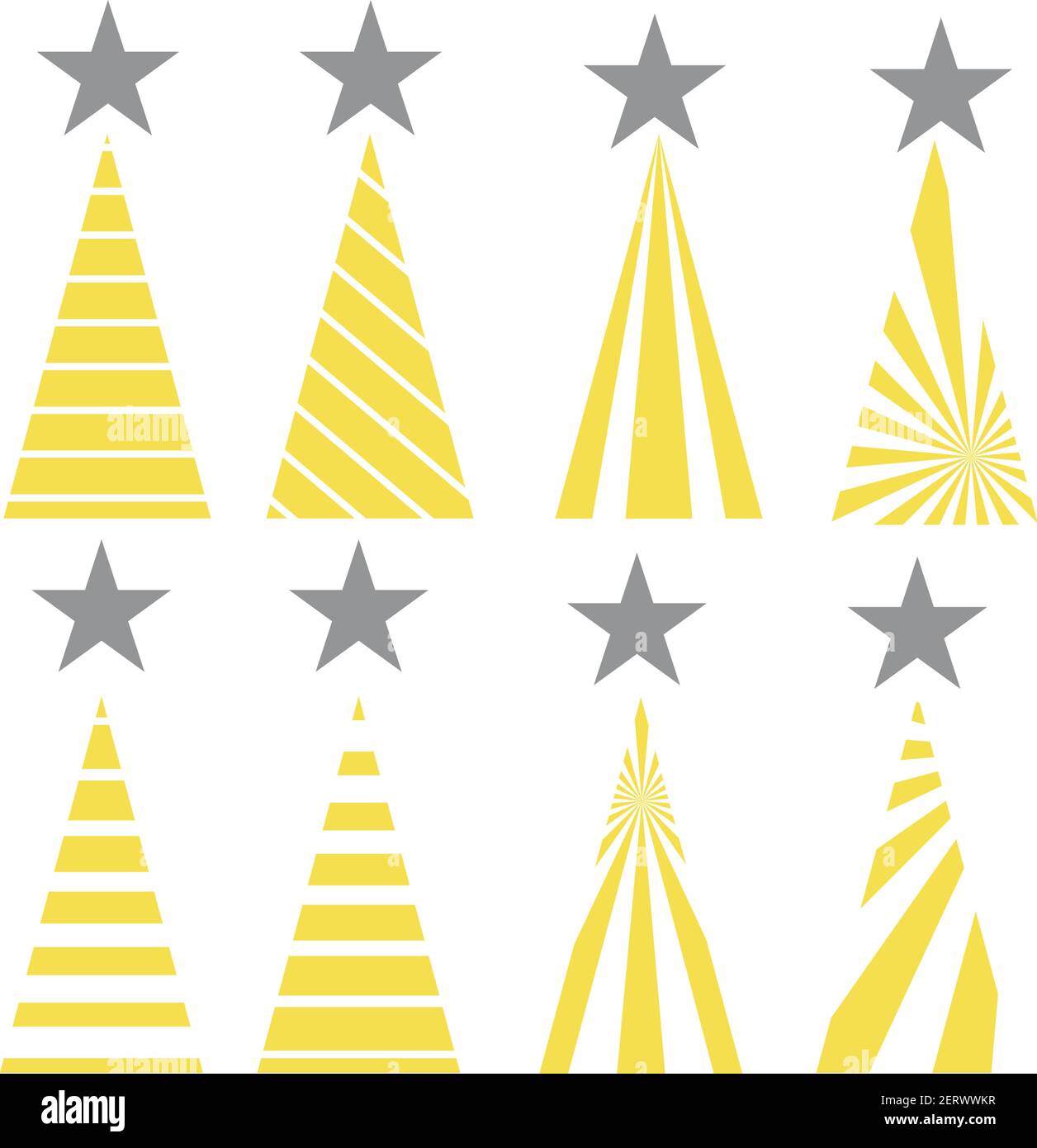 ensemble d'icônes de noël tendance simple. couleurs jaune et gris. ornement illustration à pied-de-biche Illustration de Vecteur
