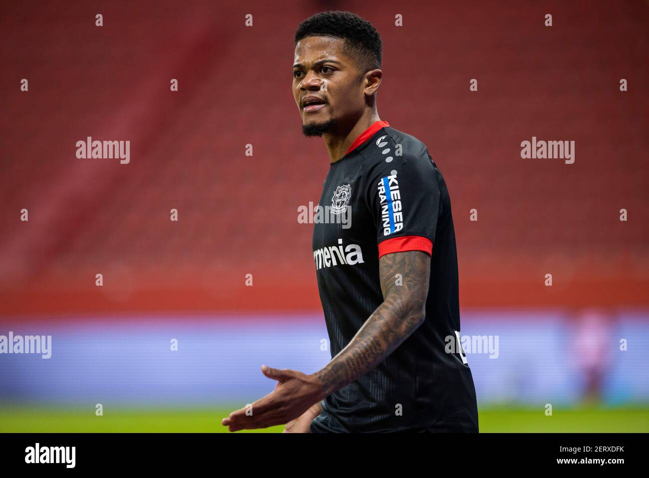 Leon Patrick Bailey (Leverkusen) Bayer Leverkusen - SC Freiburg 28.02.2021, Fussball; Bundesliga, Saison 2020/21 Foto: Moritz Müller Copyright (nur Banque D'Images