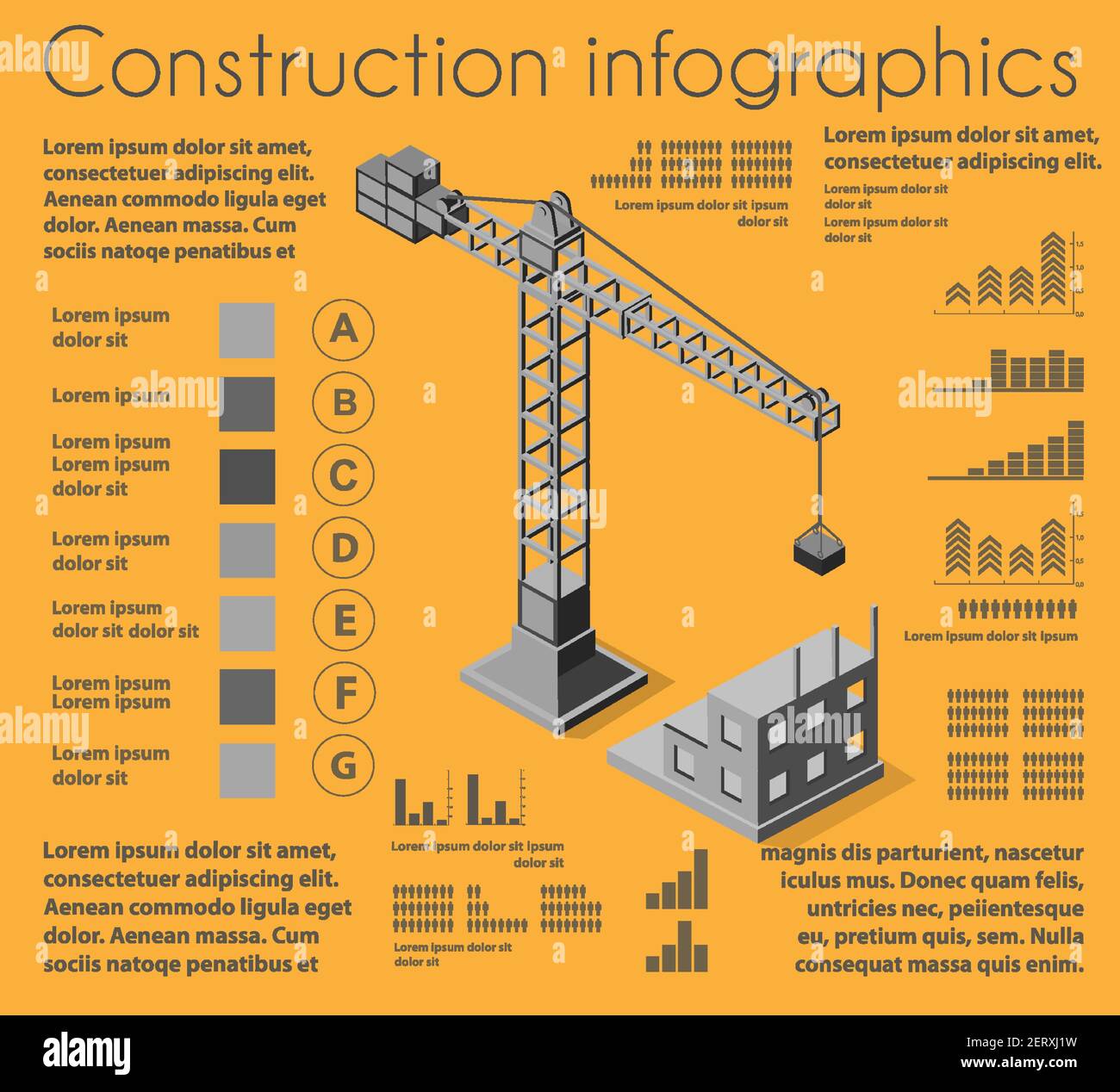 Ensemble d'infographies de construction, développement de bâtiments résidentiels Illustration de Vecteur