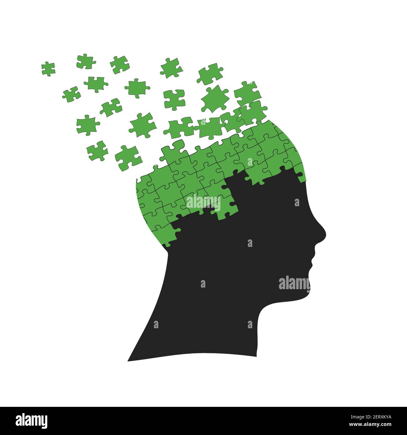 Casse-tête de cerveau, processus de réflexion, concept de nouvelle idée. Illustration du vecteur de stock isolée sur fond blanc. Illustration de Vecteur