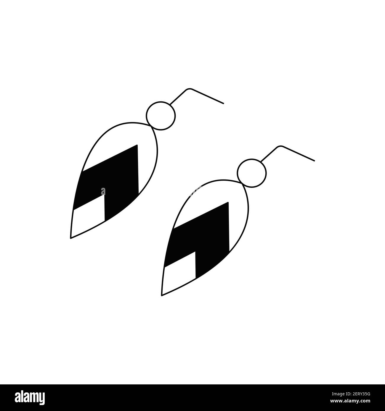 De jolies puces d'oreilles en forme de feuille. Accessoire beau et élégant. Illustration noire et blanche isolée vectorielle en style doodle Illustration de Vecteur
