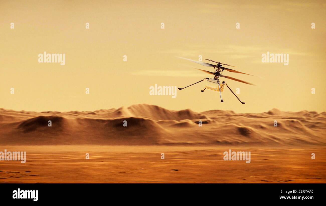 Ingenuity Helicopter Scout explore Mars,drone .éléments de cette image fournie Par l'illustration 3D de la NASA Banque D'Images