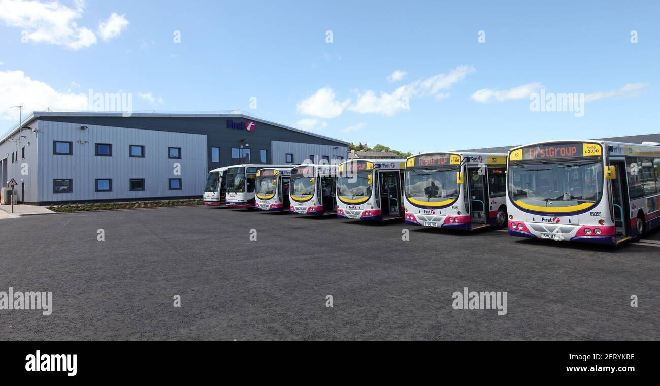 Dépôt FirstBus et bureaux à Aberdeen, Écosse, Royaume-Uni Banque D'Images