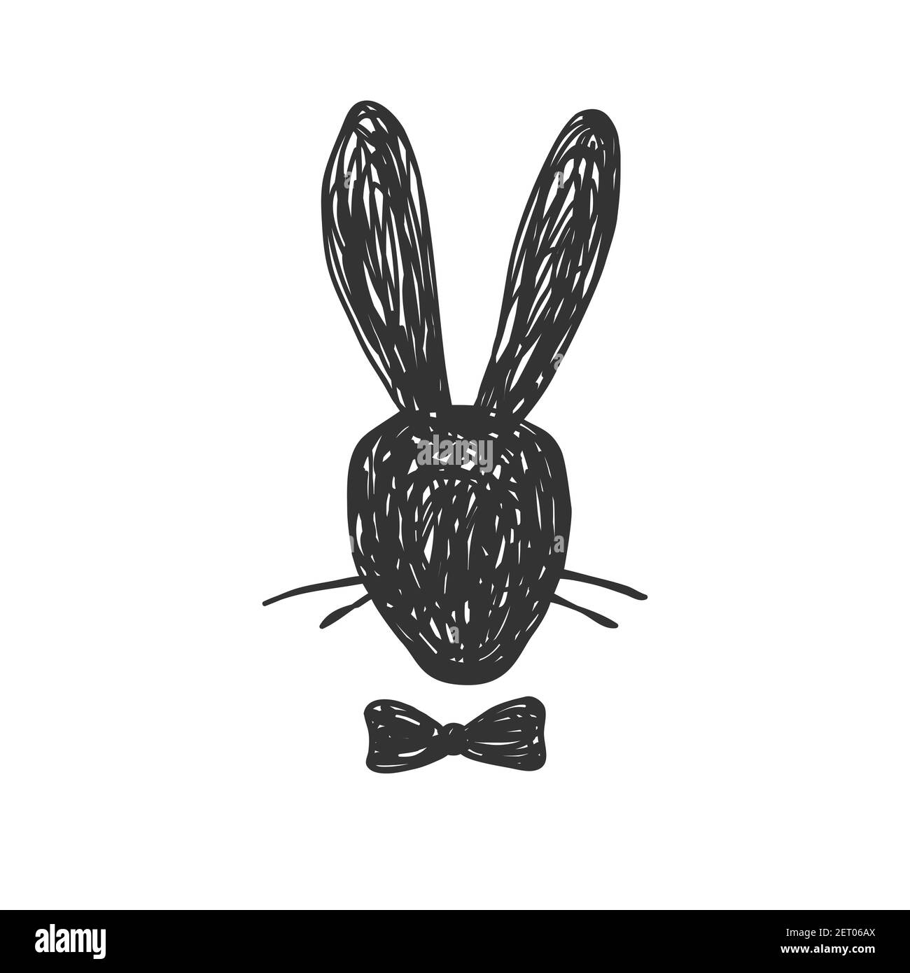Portrait de silhouette dessiné à la main de monsieur tête de lapin avec  noeud papillon. Easter concept, illustration vectorielle isolée sur blanc  Image Vectorielle Stock - Alamy
