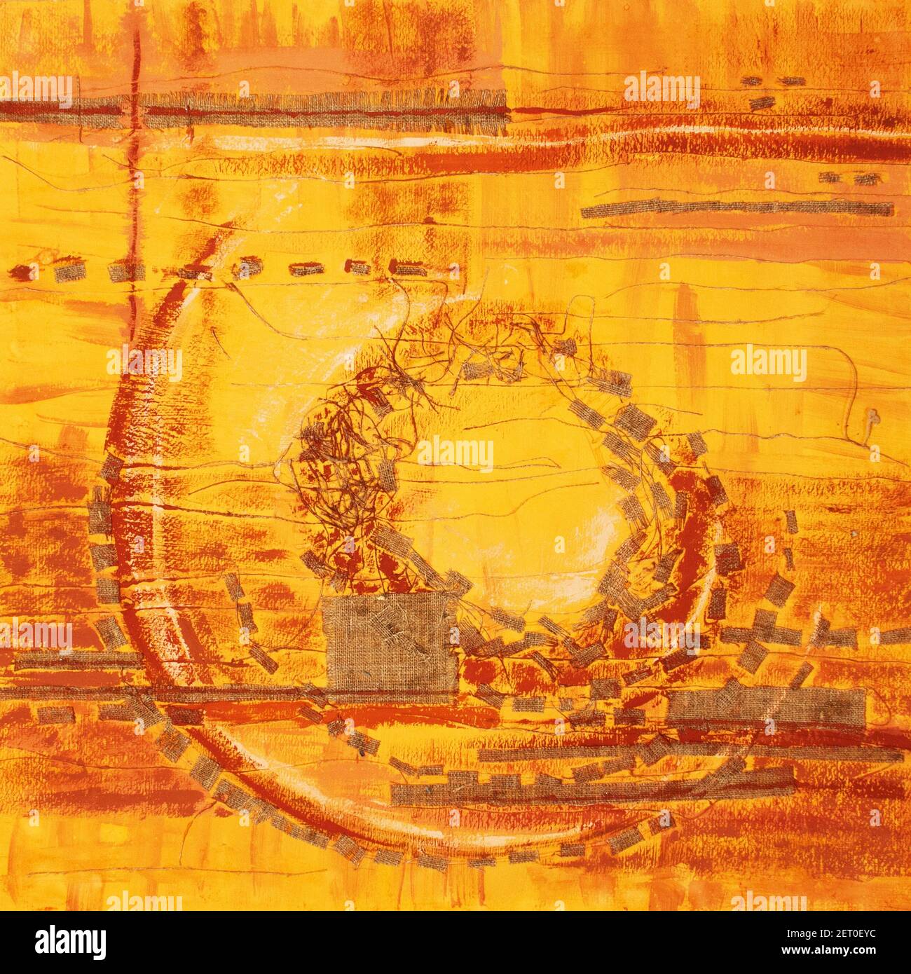 Illustration abstraite de l'applique en tissu orange. Origine ethnique Banque D'Images