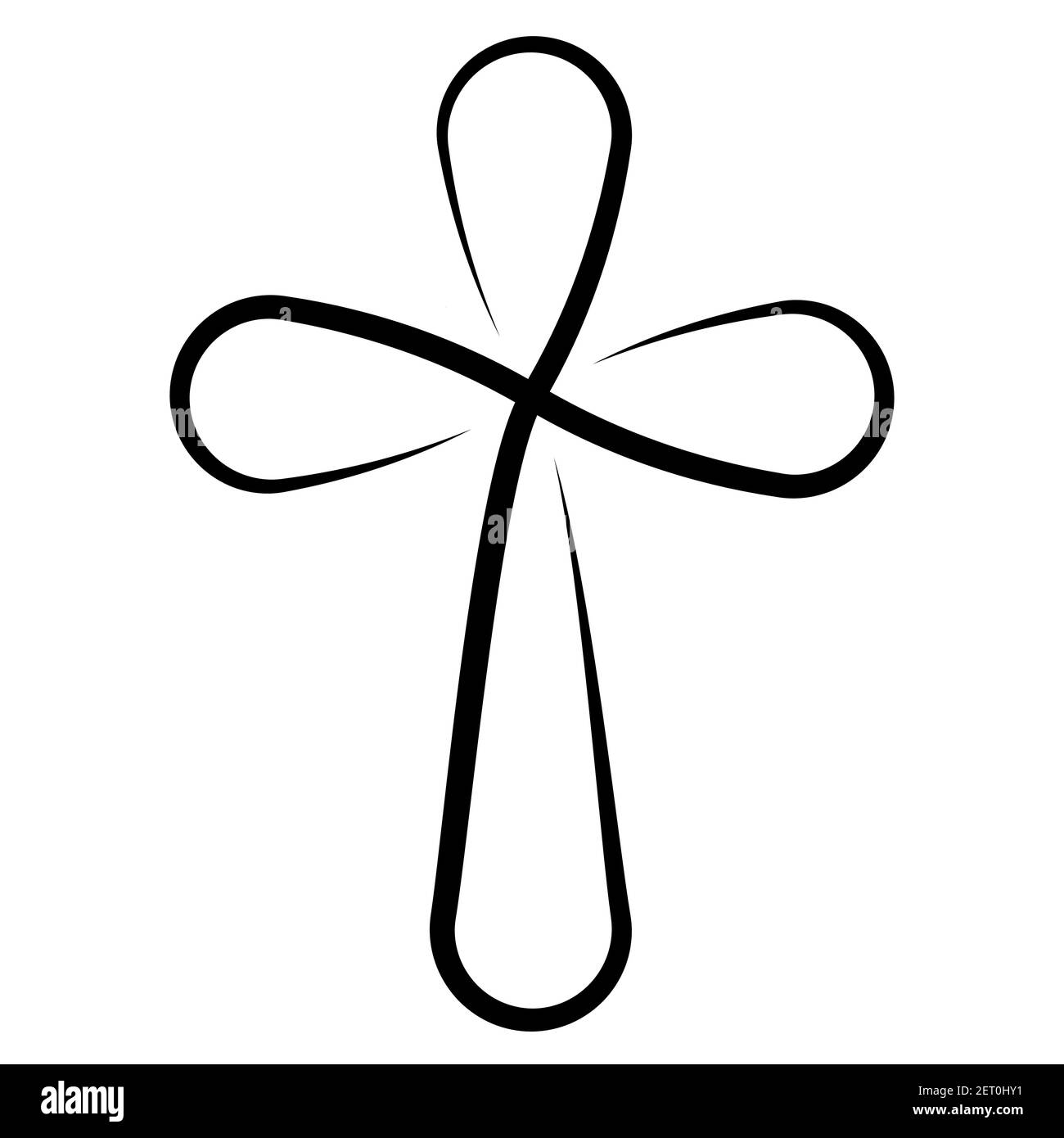 Croix chrétienne de calligraphie, croix de lignes de calligraphie vectorielle, symbole de tatouage foi en Dieu et Jésus Christ Illustration de Vecteur
