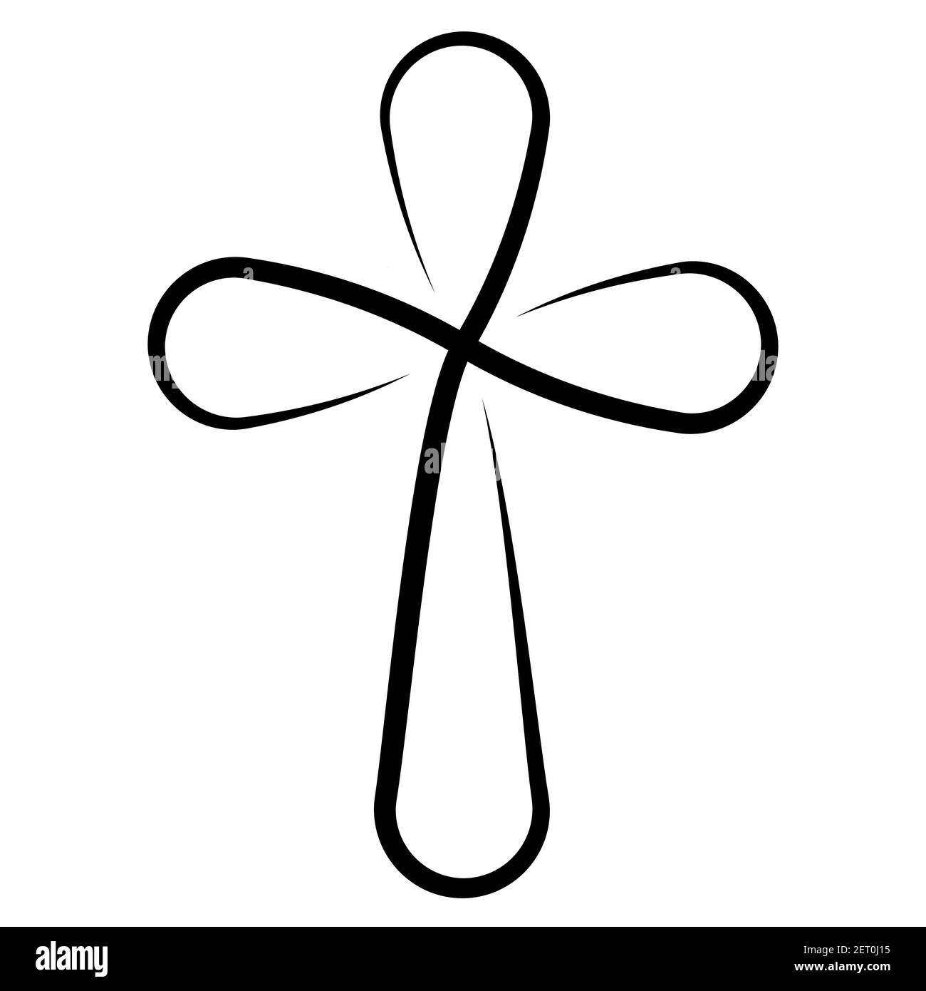 Croix chrétienne de calligraphie, croix de lignes de calligraphie vectorielle, symbole de tatouage foi en Dieu et Jésus Christ Illustration de Vecteur