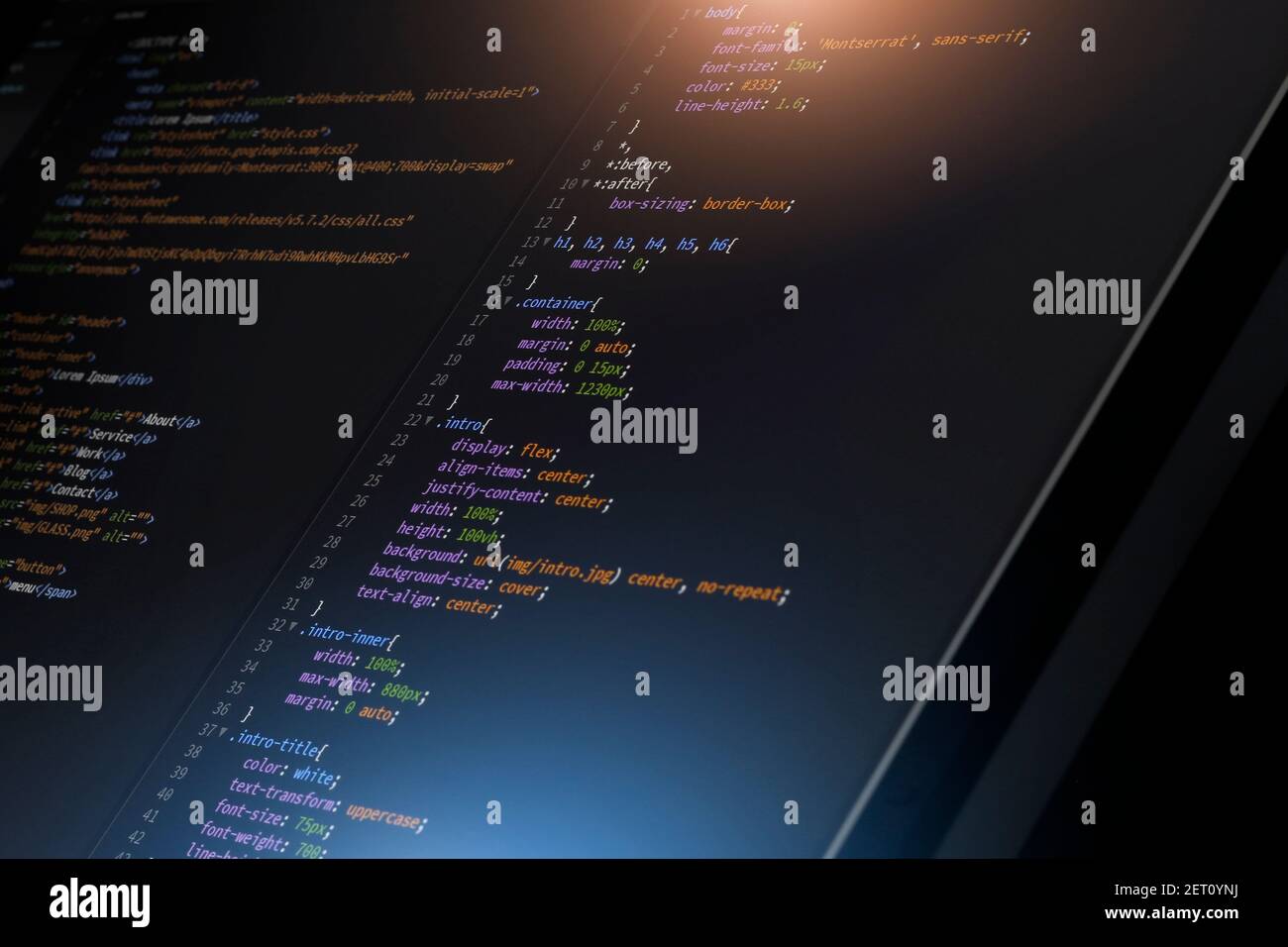css langage de programmation web développement pour le site web numérique de codage de fond. médias mixtes Banque D'Images