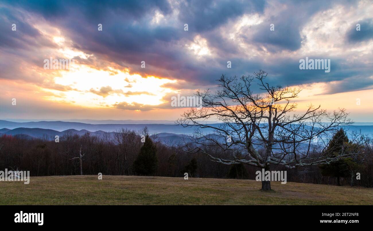 Photo printanière spectaculaire du parc national de Shenandoah en Virginie. Banque D'Images