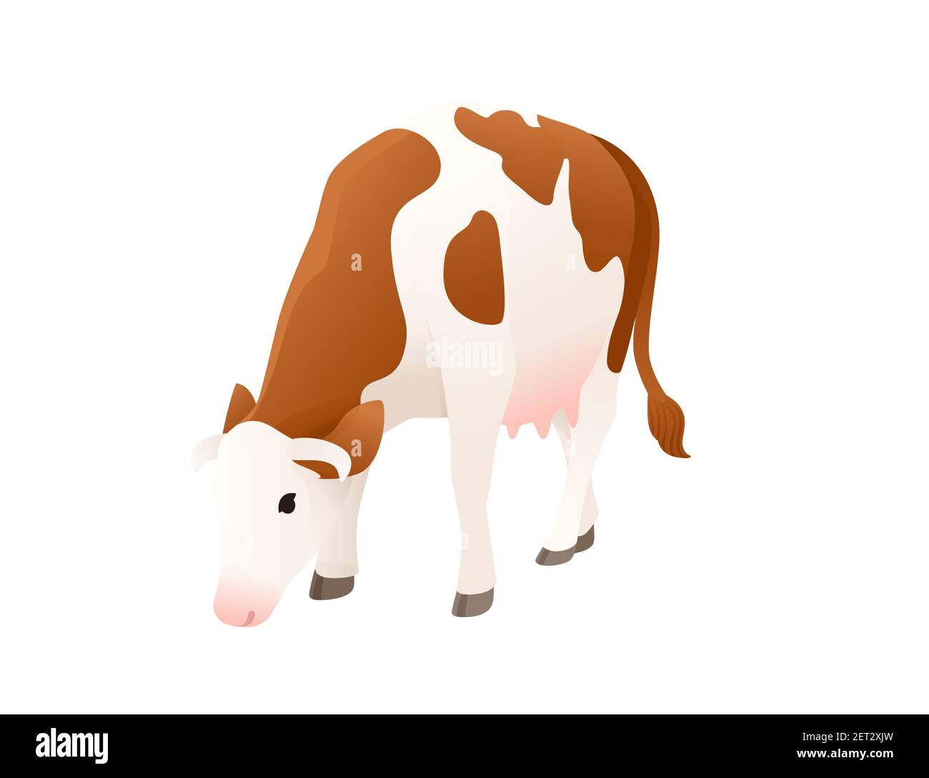 Bétail laitier vache simmental tacheté animal mammifère domestique dessin animé illustration vectorielle sur fond blanc Illustration de Vecteur