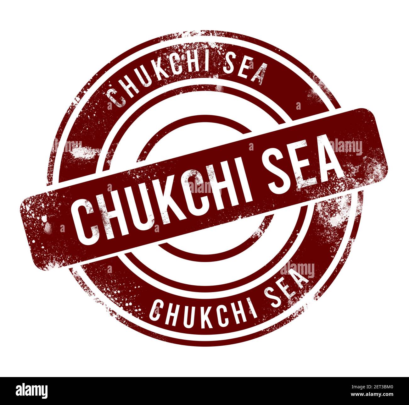 Mer de Chukchi - bouton rond rouge de grunge, timbre Banque D'Images