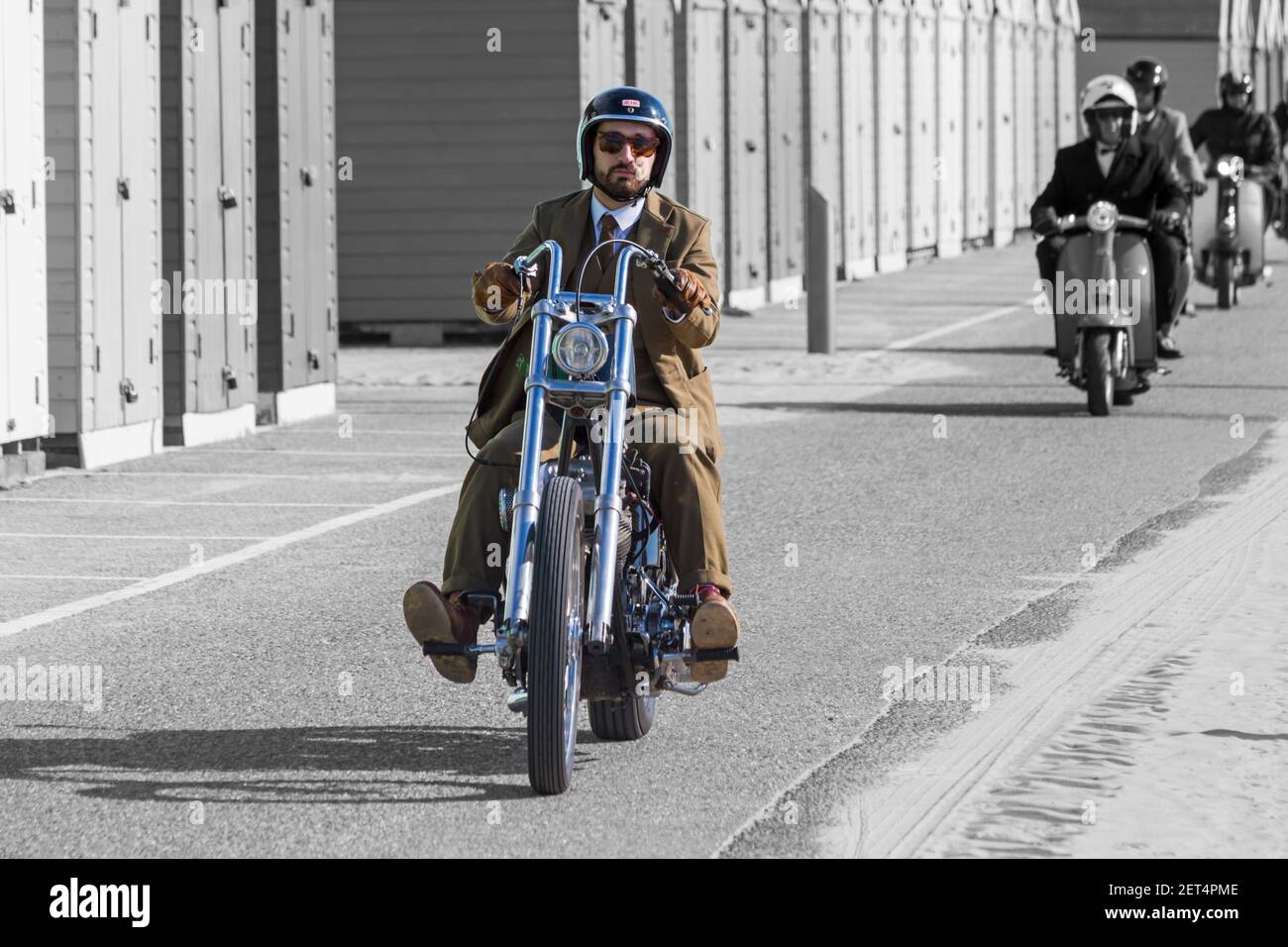 Rider à Bournemouth et Poole Distinguished Gentlemen’s Ride à Bournemouth, Dorset, Royaume-Uni, en septembre Banque D'Images