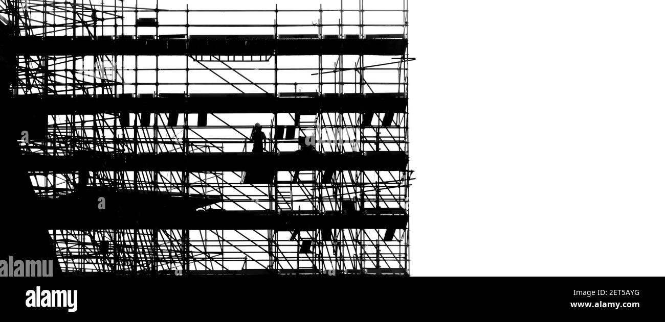 silhouette du bâtiment de construction d'échafaudages Banque D'Images