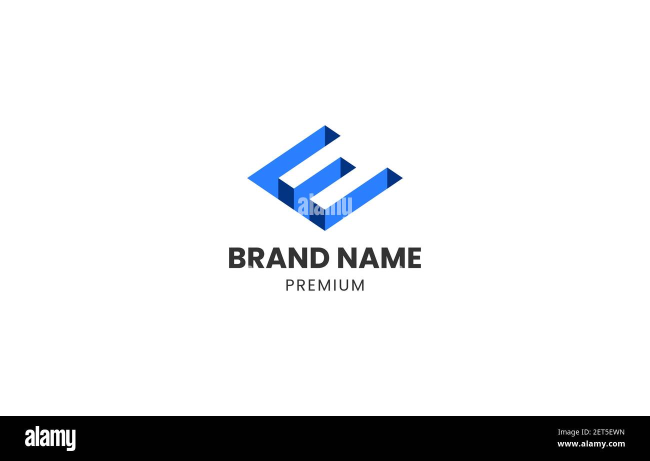 Modèle de conception vectorielle 3D isométrique avec logo lettre E adapté à marquage de produits personnels ou professionnels Illustration de Vecteur