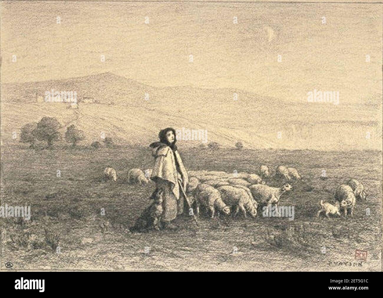 Paul Vayson Jeune gardeuse de moutons Banque D'Images