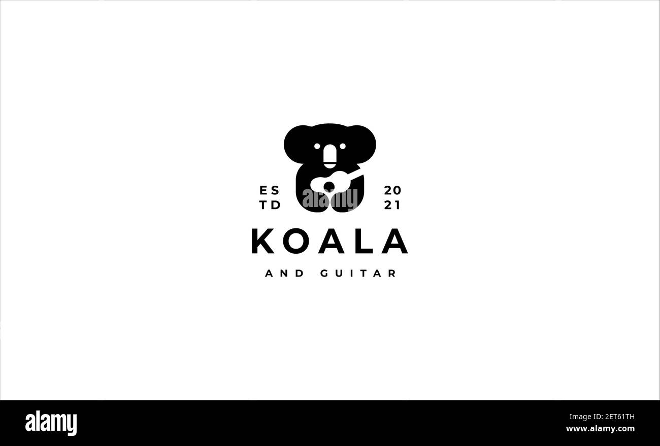 koala avec guitare logo de musique vecteur icône design Banque D'Images