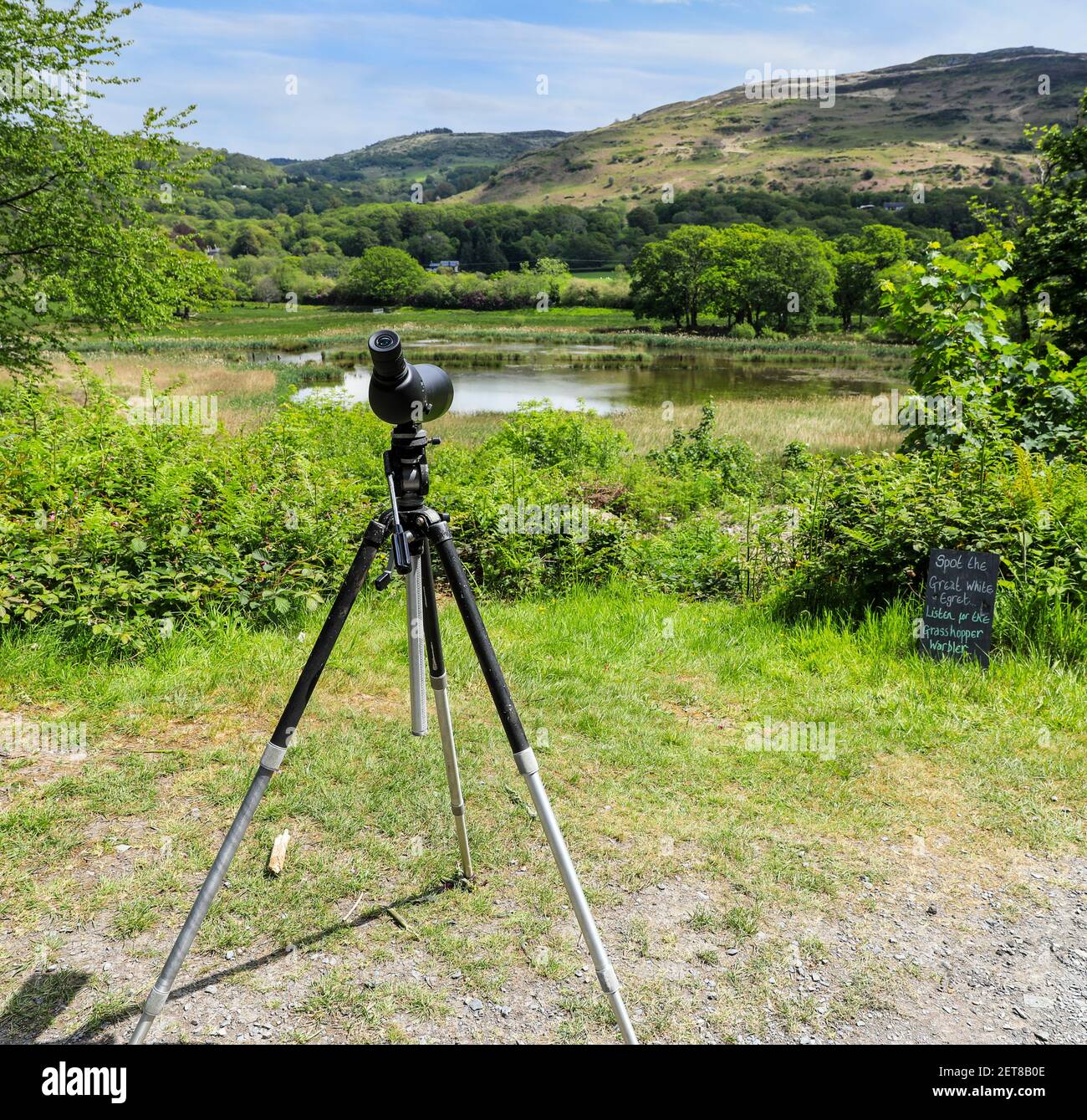 Un télescope ou un oscilloscope destiné aux visiteurs de la réserve naturelle de la RSPB à Ynys-hir, Eglyws-fach, Machynlleth, pays de Galles, Royaume-Uni Banque D'Images