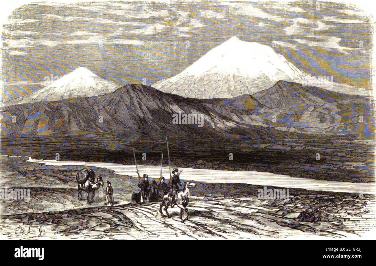 PO. L'Ararat et la plaine de l'Araxe . (Type J. Claye). Floriant Gille. Lettres sur le Caucase et la Crimée. 1859. Banque D'Images