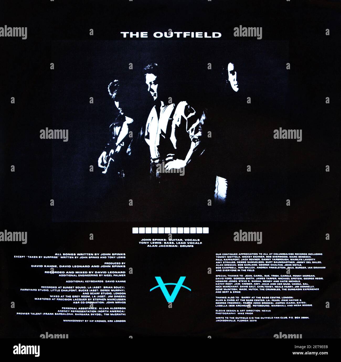 The Outfield : 1989. LP membrane intérieure 2: Voix de Babylone Banque D'Images