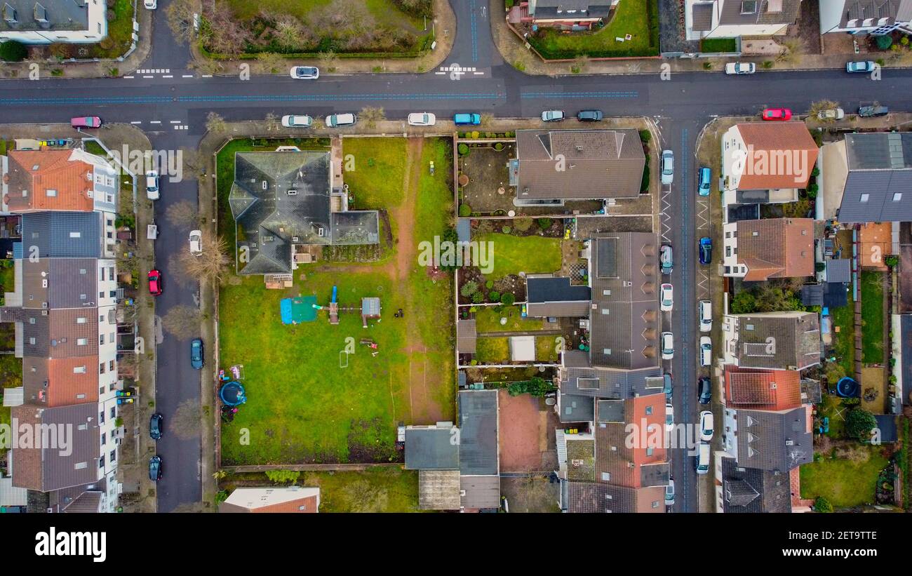 Vue de haut en bas d'un quartier résidentiel Banque D'Images