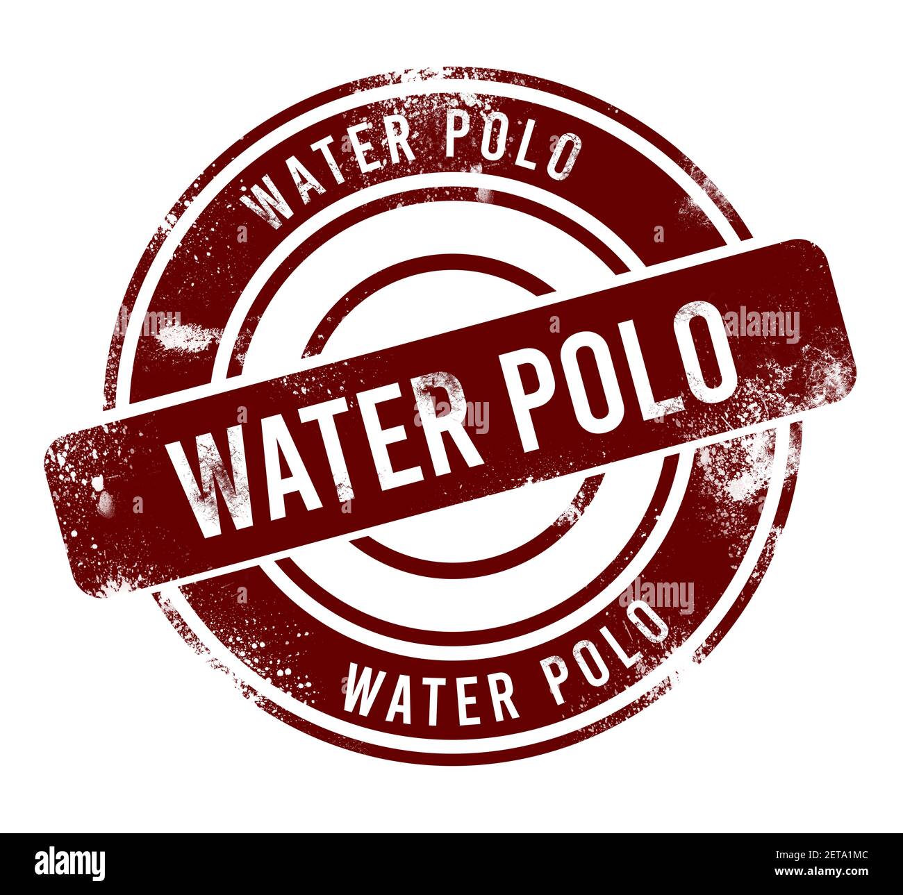 Water Polo - bouton rond rouge de grunge, timbre Banque D'Images