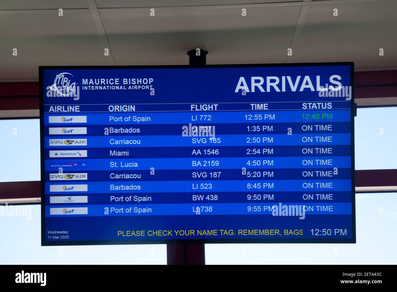 les arrivées à bord de l'aéroport international maurice bishop st george grenade îles antilles Banque D'Images