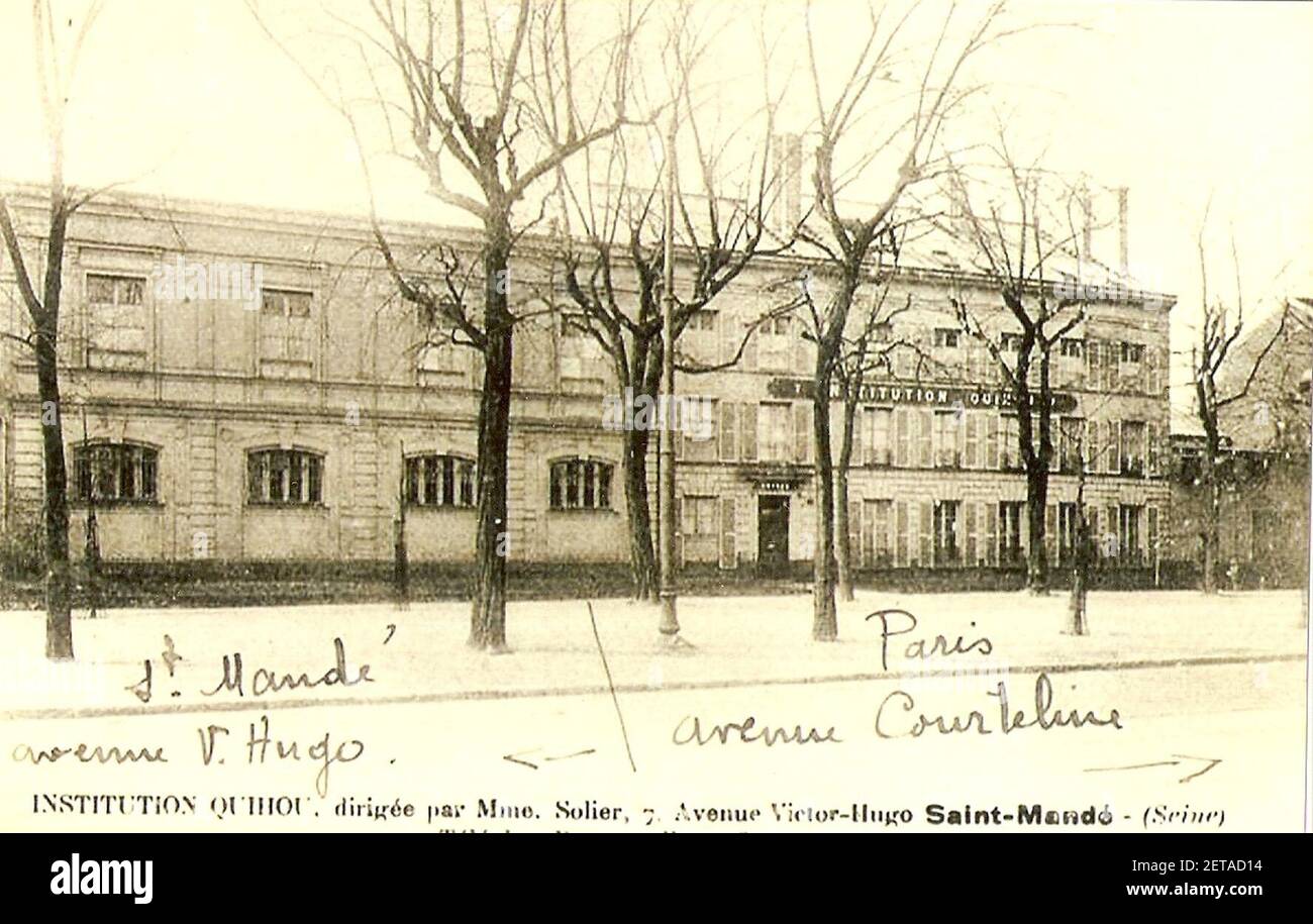 Pensionnat des Chanoinesses de Saint-Augustin à Saint-Mandé (Juliette Drouet - Victor Hugo). Banque D'Images