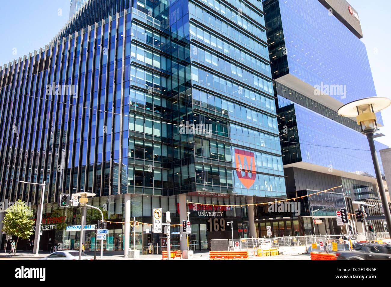 Centre-ville de Parramatta et photo du bâtiment universitaire de l'ouest de Sydney Dans le quartier des affaires, Parramatta, Western Sydney, Australie Banque D'Images