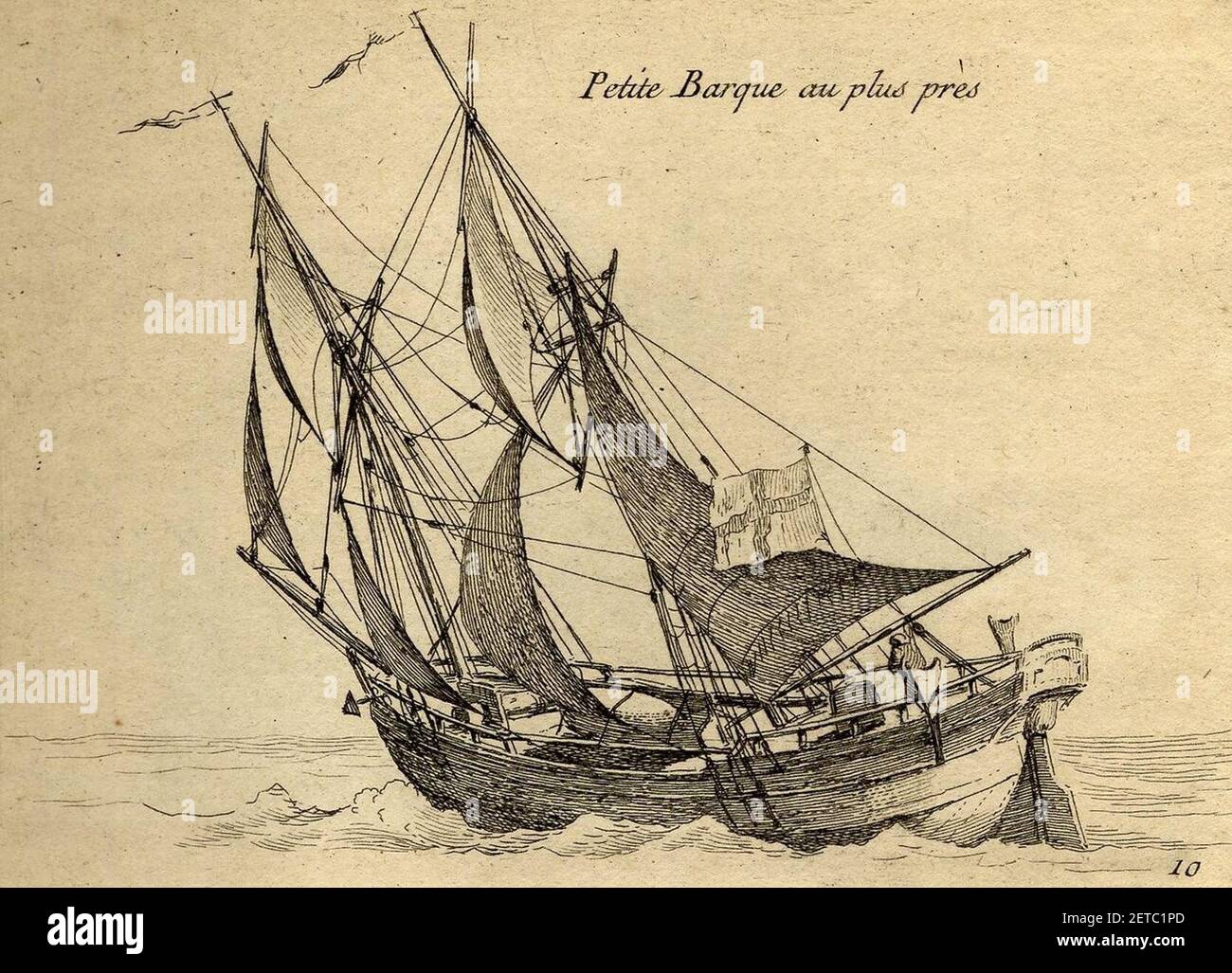 Petite barque navigant au plus près (1813). Banque D'Images