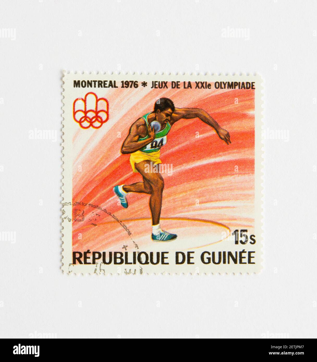 01.03.2021 Istanbul Turquie. Timbre de poste de la République de Guinée vers 1976. Jeux olympiques d'été de Montréal 1976 Banque D'Images