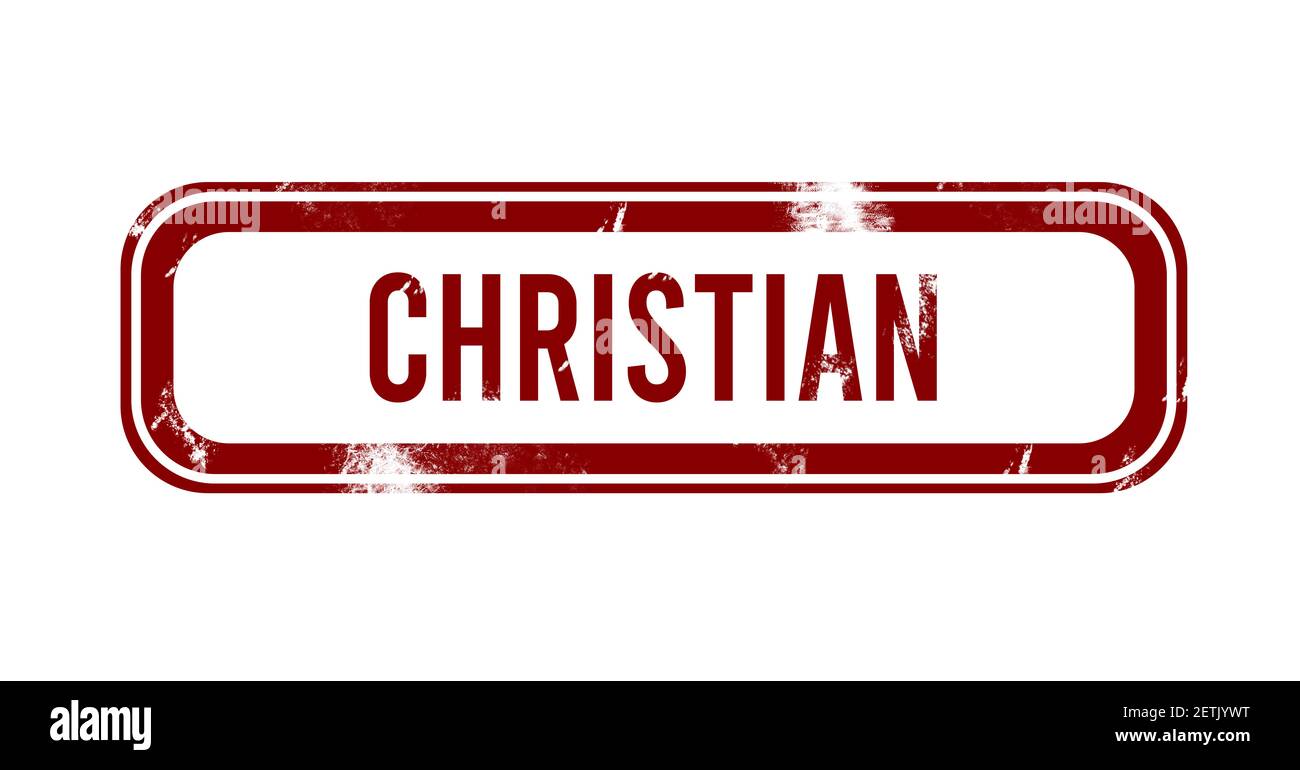 Christian - bouton rouge grunge, tampon Photo Stock - Alamy