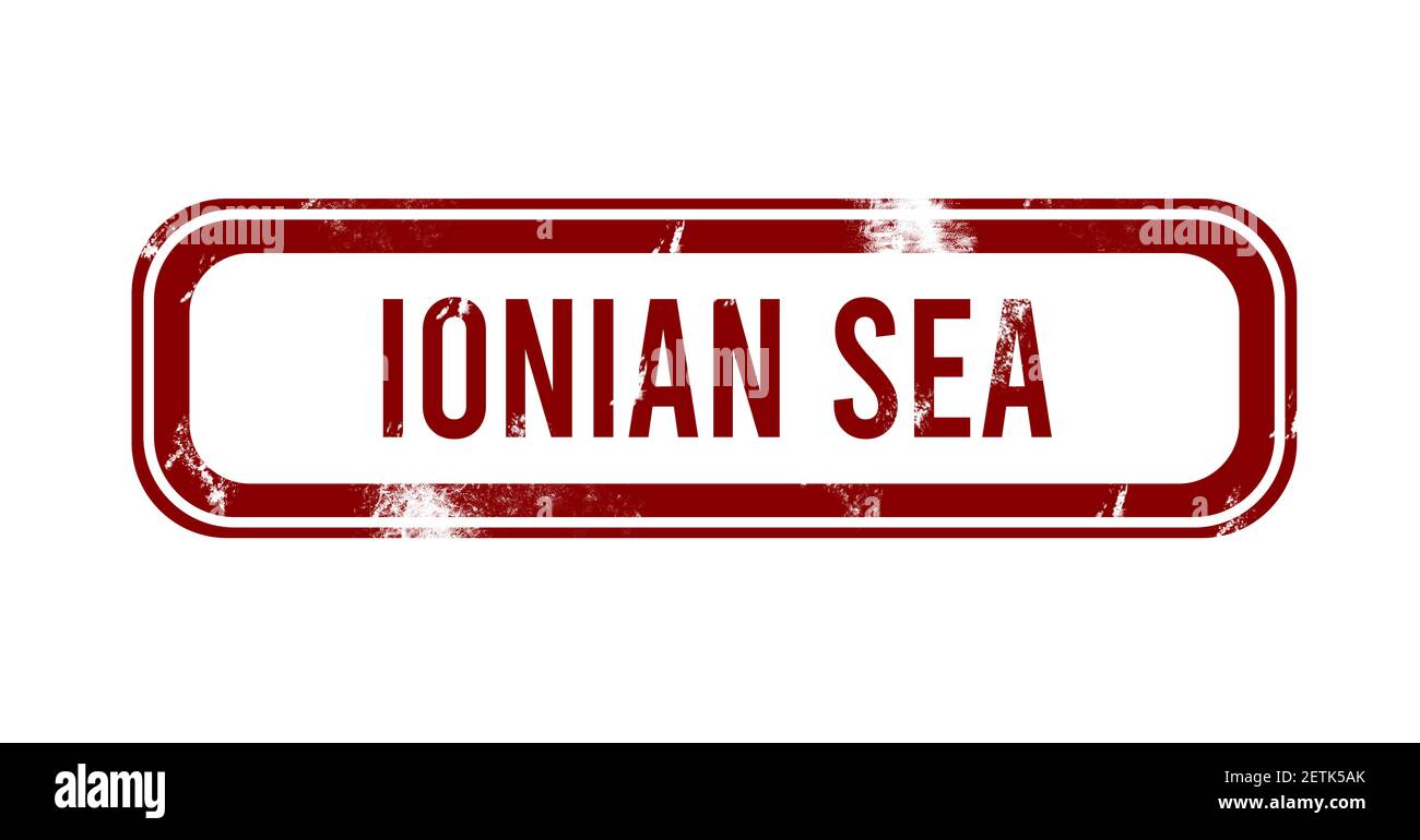Mer Ionienne - bouton grunge rouge, timbre Banque D'Images