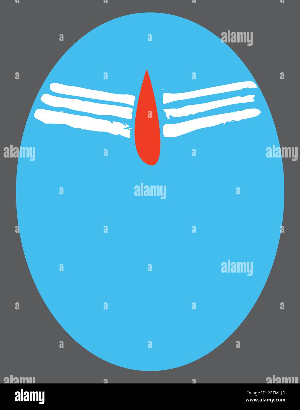 Illustration d'une ellipse bleue avec des lignes horizontales et une figure rouge sur fond gris Banque D'Images