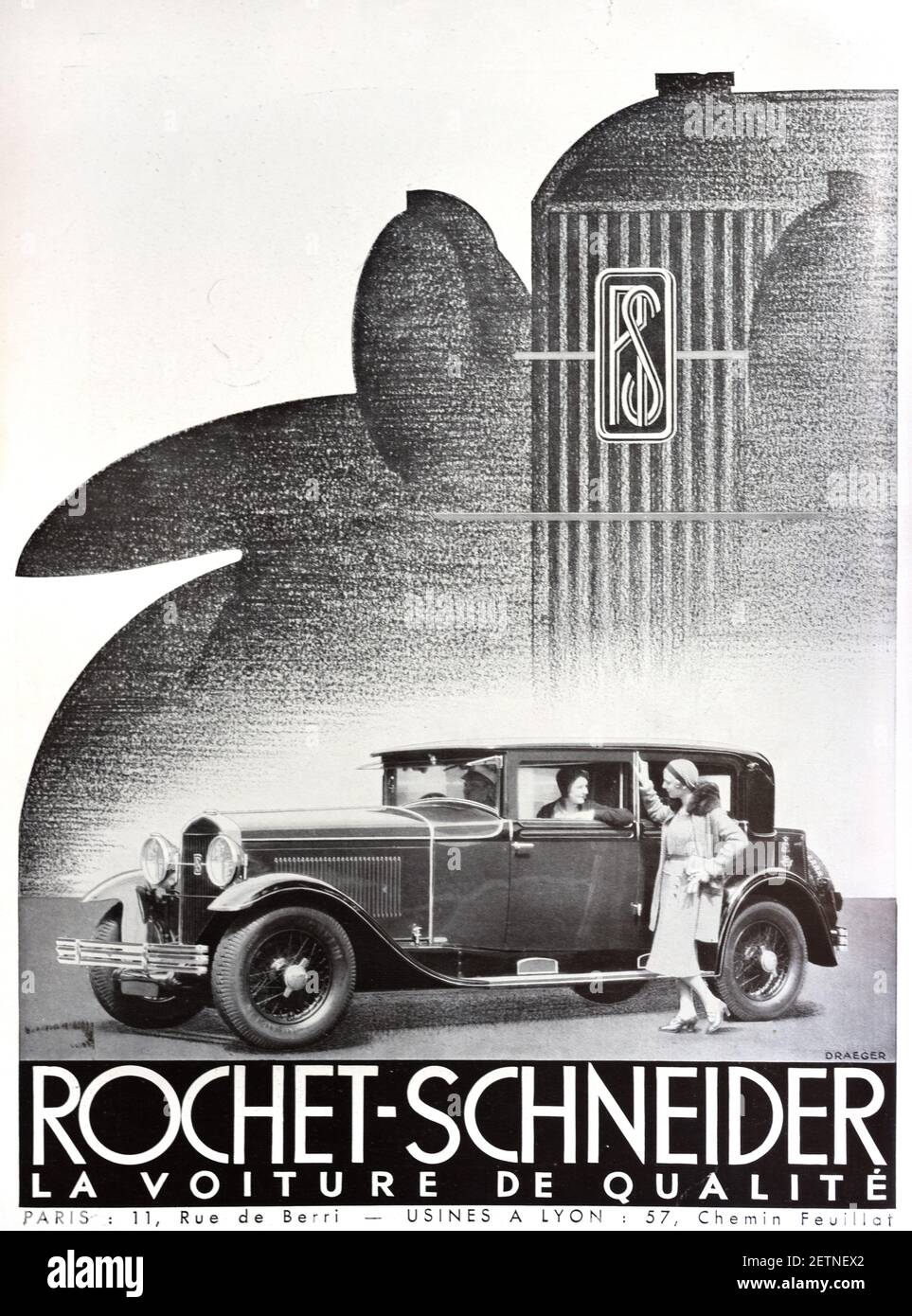 Publicité vintage ou publicité pour Rochet-Schneider Luxury Vintage car or Automobile de luxe avec femme Flapper 1931 Banque D'Images Publicité vintage ou publicité pour Rochet-Schneider Luxury Vintage car or Automobile de luxe avec femme Flapper 1931 Banque D'Images