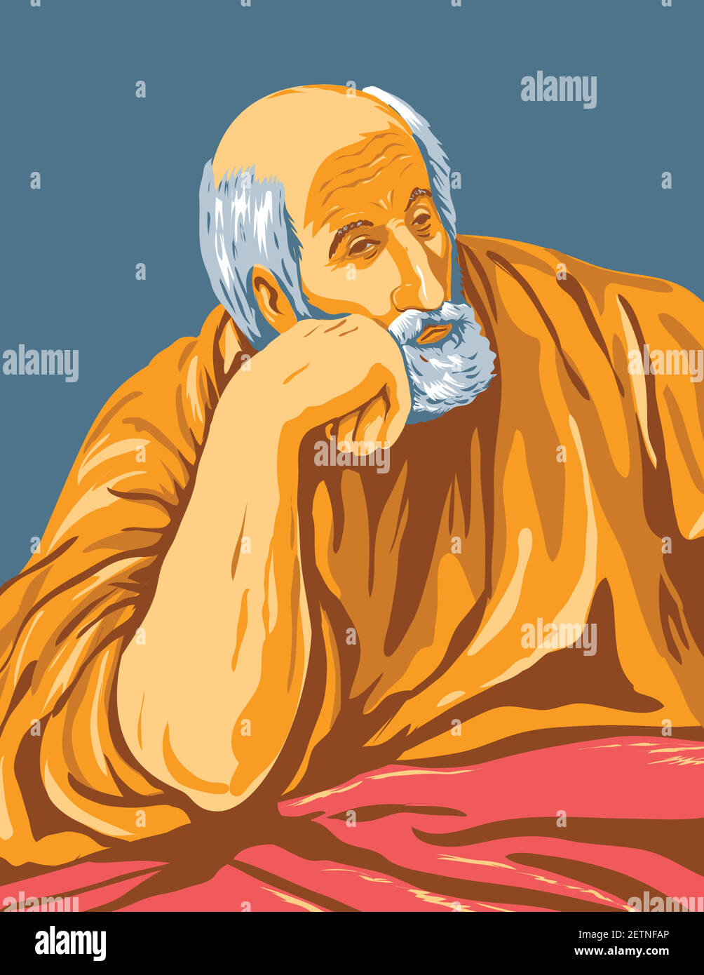 WPA Poster Art interprétation de l'œuvre de l'artiste espagnol de la Renaissance du XVIe siècle, El Greco intitulé, Saint Joseph vers 1600 fait dans œuvres Proj Illustration de Vecteur