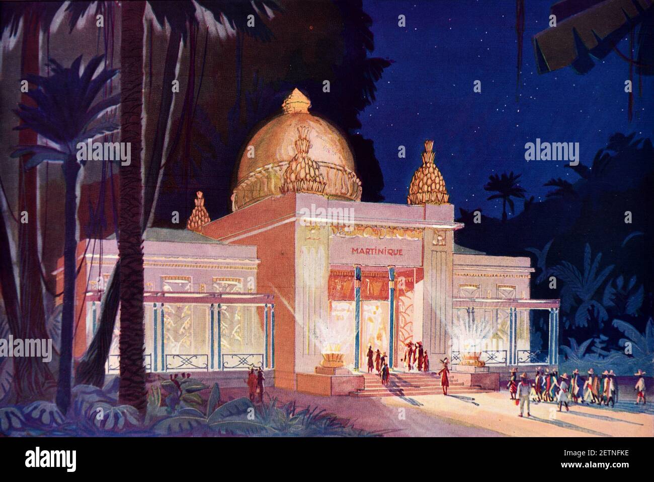 Illustration en couleur du pavillon marocain au Paris 1931 Exposition coloniale Banque D'Images