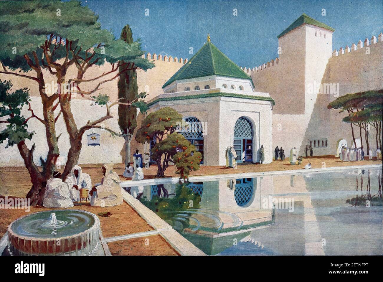 Illustration en couleur du pavillon marocain au Paris 1931 Exposition coloniale Paris France Banque D'Images