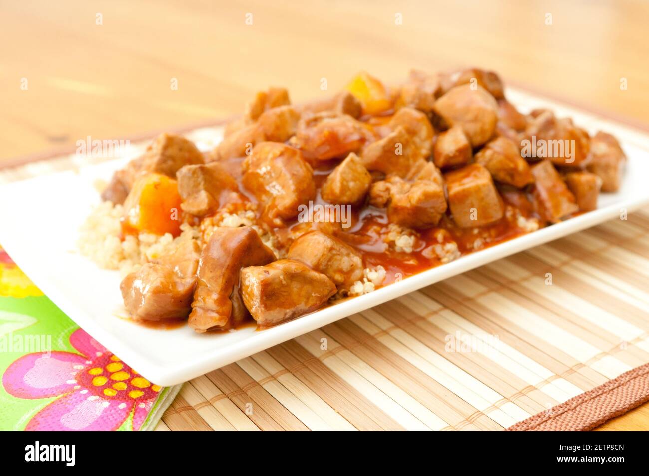 porc doux et aigre avec du riz Banque D'Images