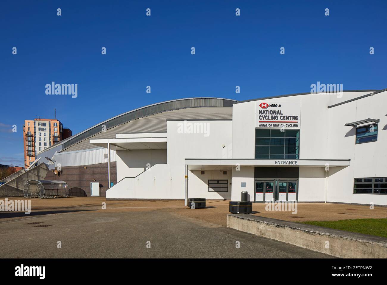 National Cycling Center, qui abrite le British Cycling et le Vélodrome de Manchester Banque D'Images