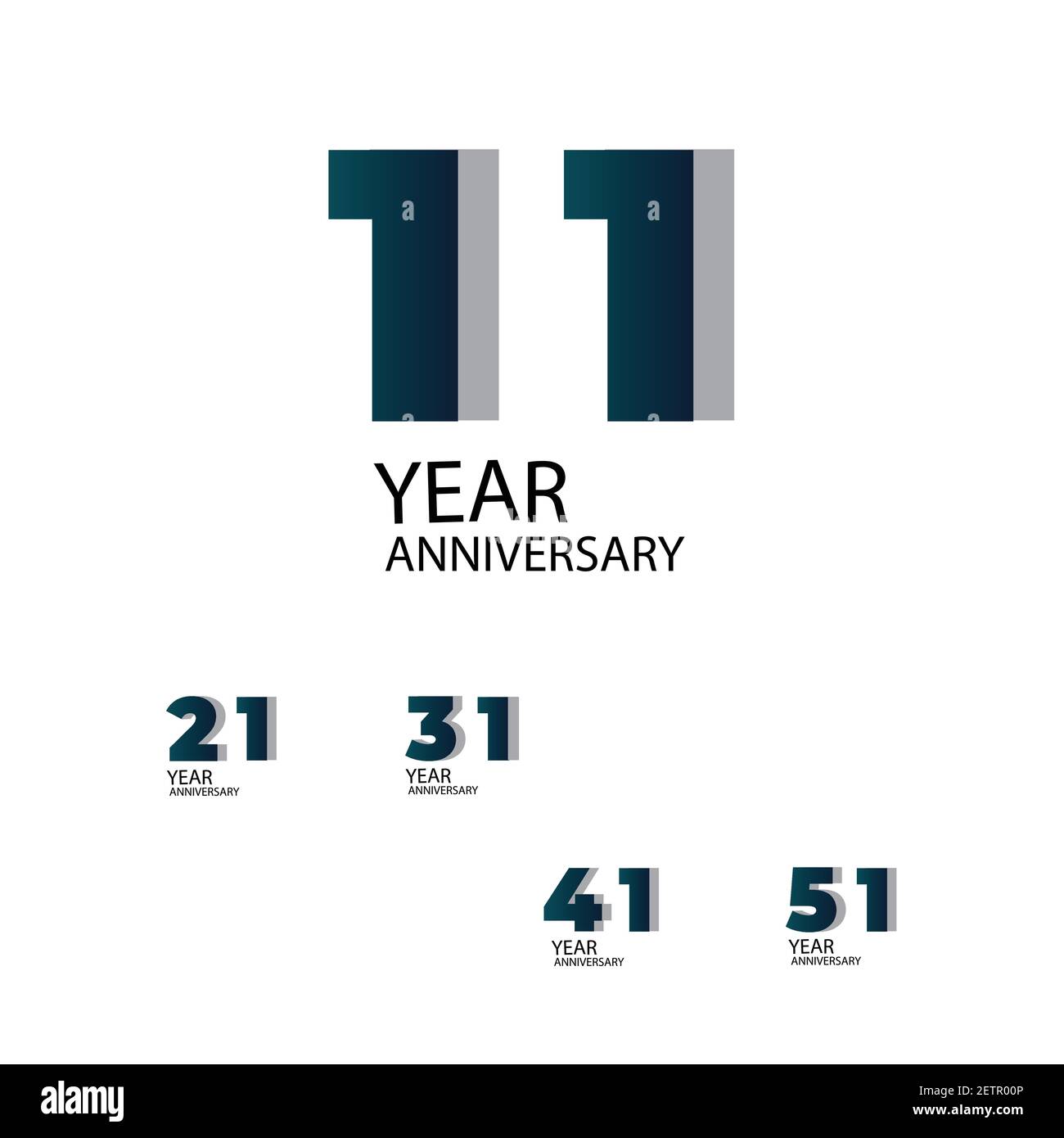 Set Year Anniversary Vector Template Design Illustration Bleu élégant blanc Arrière-plan Illustration de Vecteur