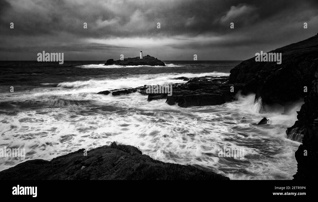 Phare de Godrevy point Banque D'Images