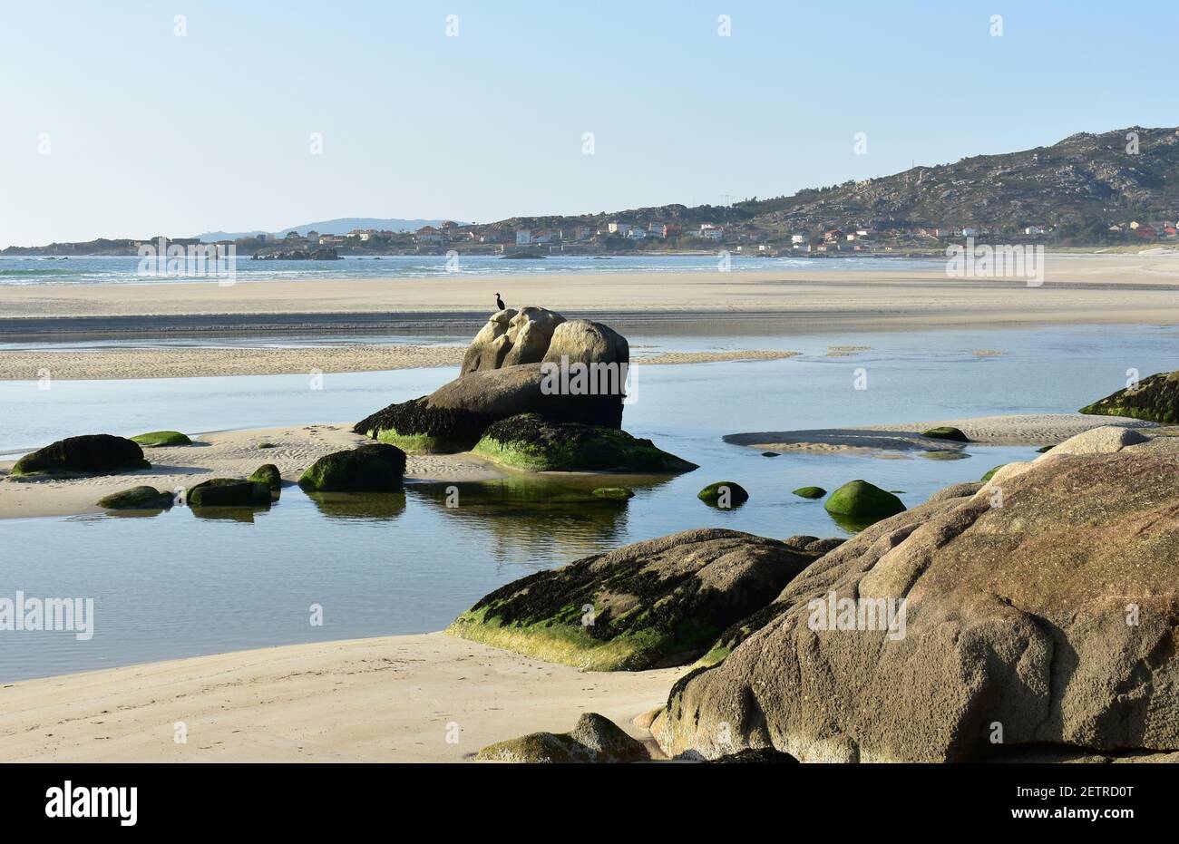 Carnota Beach ou Playa de Carnota, la plus grande plage galicienne de la célèbre région de Rias Baixas. Province de la Corogne, Galice, Espagne. Banque D'Images