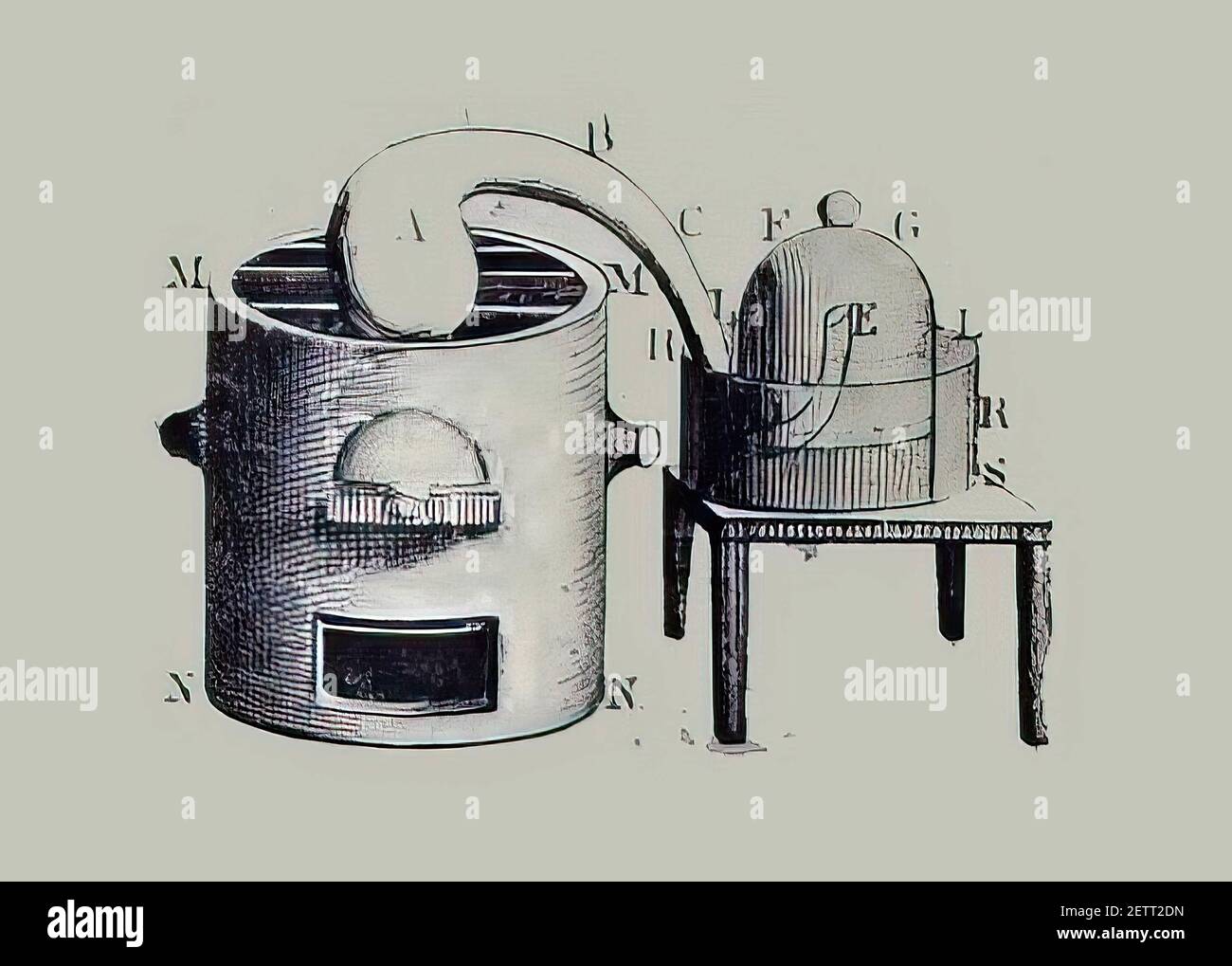 Une illustration d'outils alchimiques du XIXe siècle Banque D'Images