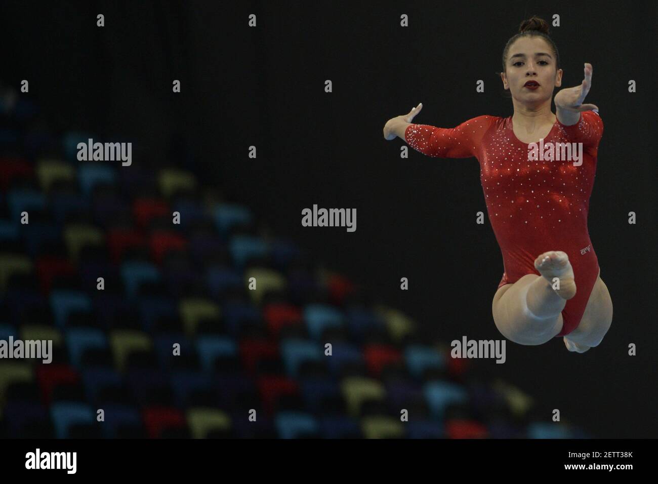Demet Mutlu de Turquie participe à la finale de l'exercice de plancher des femmes au cours du quatrième jour de Bakou 2017 - 4e Jeux de solidarité islamique à l'arène nationale de gymnastique. Le lundi 15 mai 2017 à Bakou, Azerbaïdjan. Photo par Artur Widak *** Veuillez utiliser le crédit du champ de crédit *** Banque D'Images