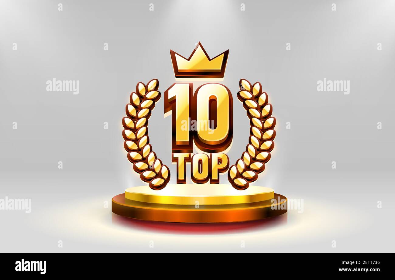 Affiche du prix du meilleur podium des 10 meilleures, objet doré. Illustration vectorielle Illustration de Vecteur
