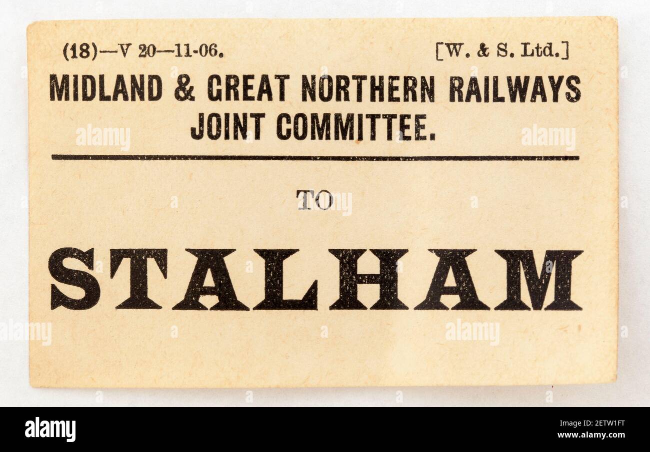 Ancienne étiquette de bagages de chemin de fer à Stalham Banque D'Images