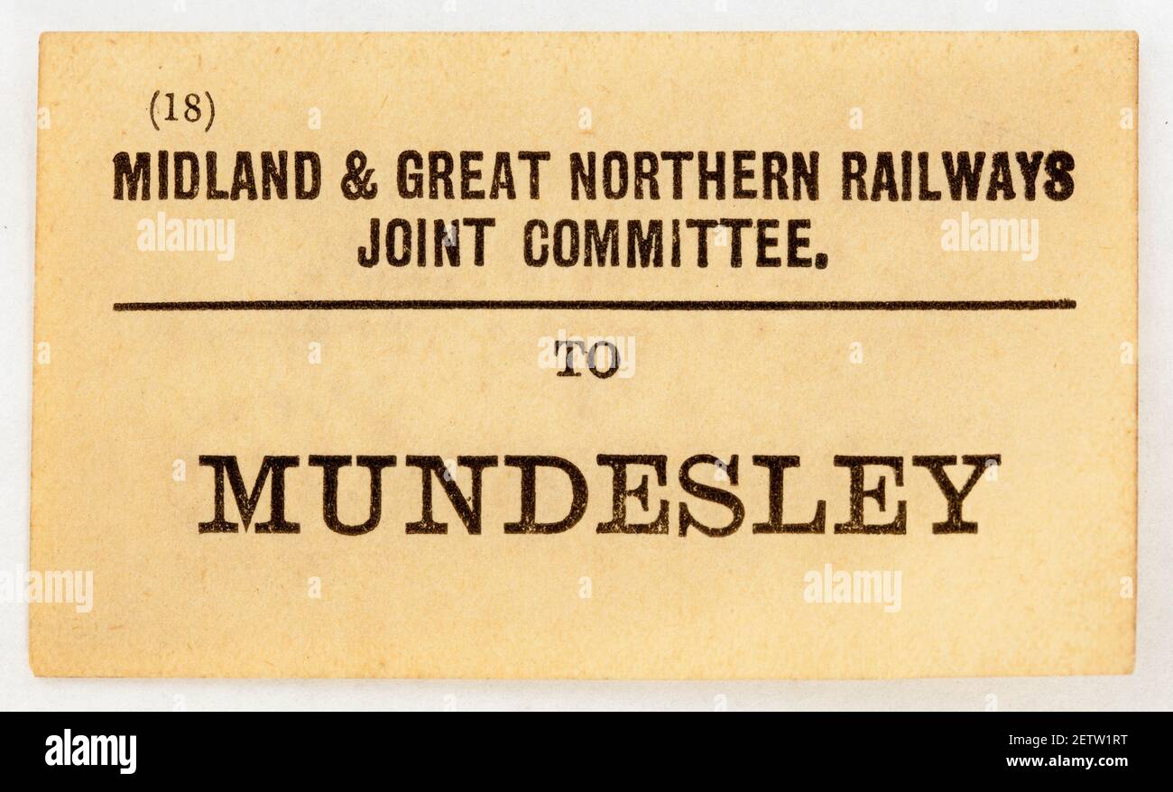 Ancienne étiquette de bagage de chemin de fer à Mundesley Banque D'Images