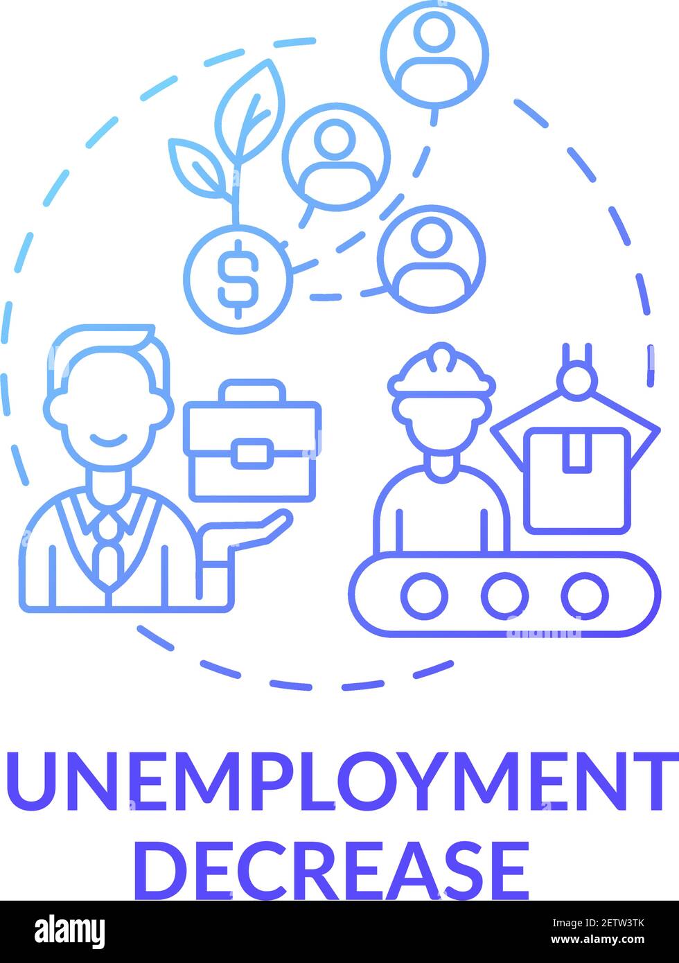 Icône de concept de diminution du chômage Illustration de Vecteur